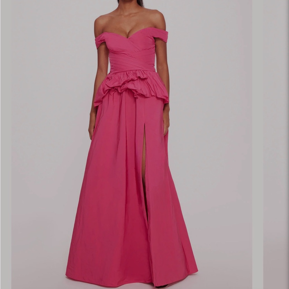 Marchesa Notte Peplum Taffeta Gown